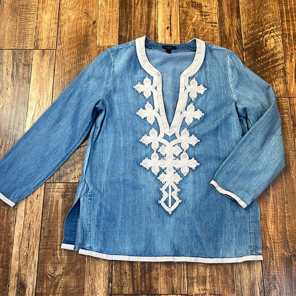 J. Crew denim embellished tunic top 4 - Picture 3 of 8